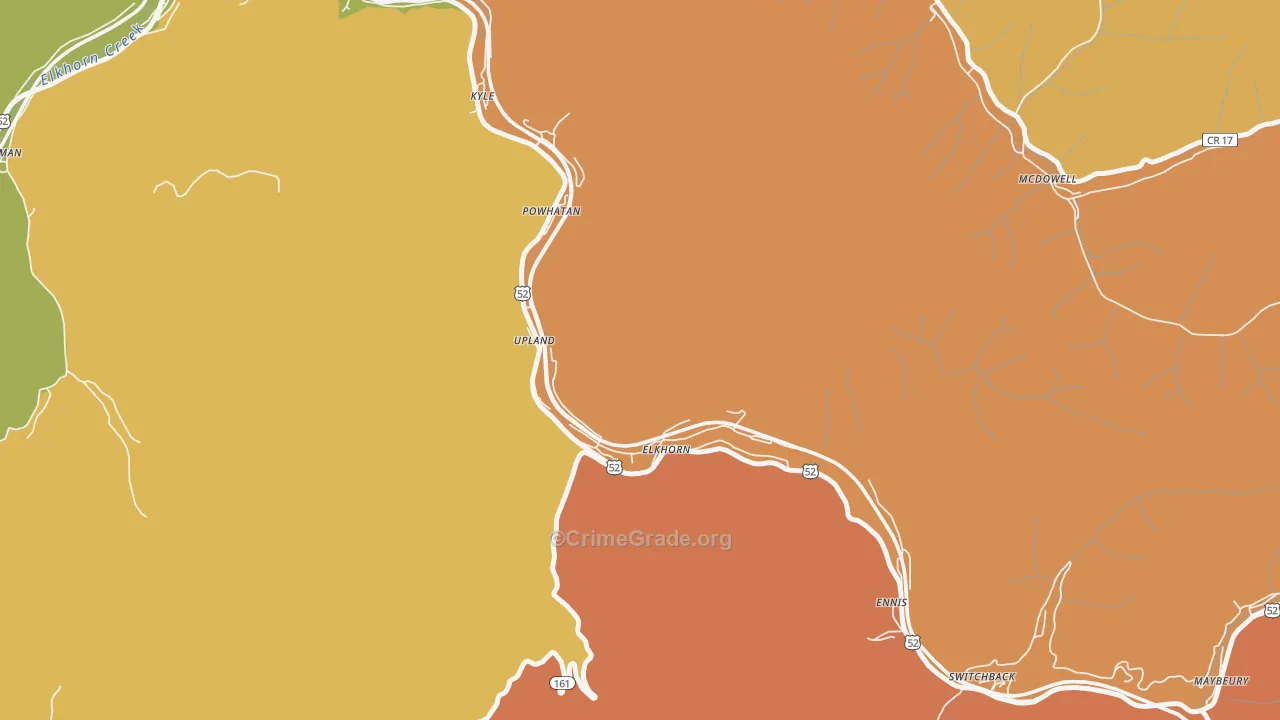 Elkhorn, WV Map of Drug-Related Crime Rates