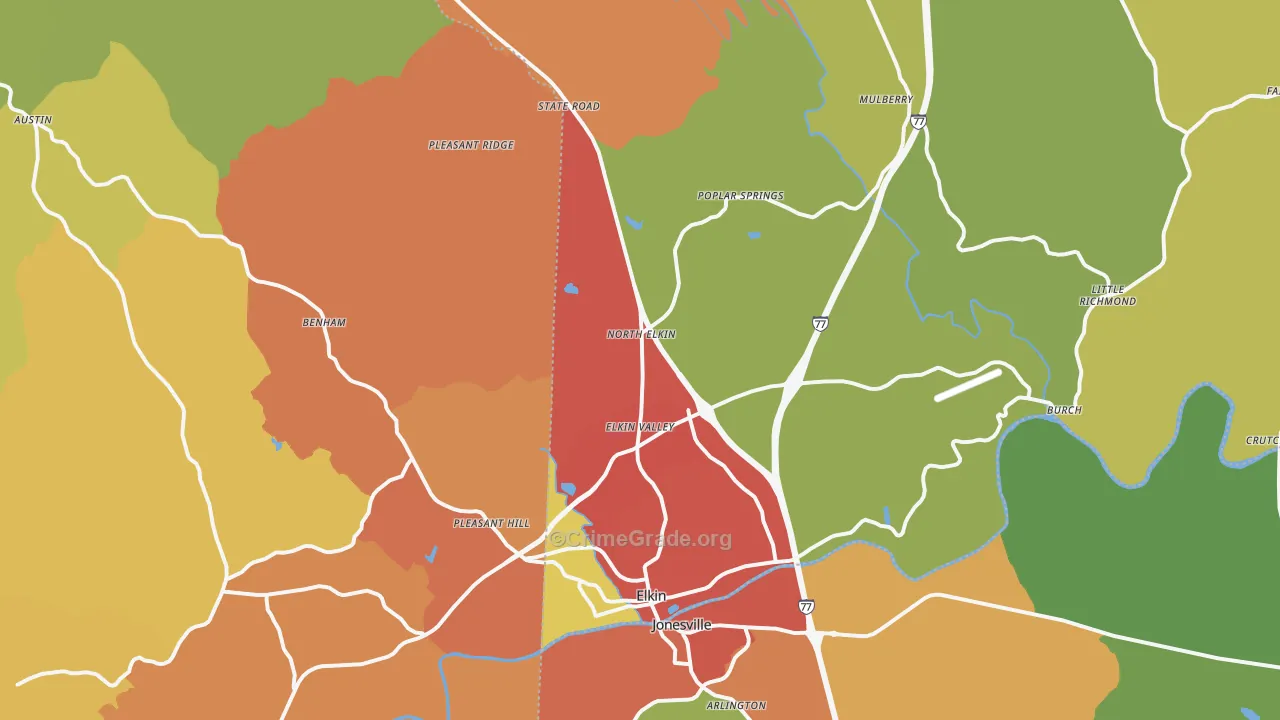 Elkin, NC Map of Drug-Related Crime Rates
