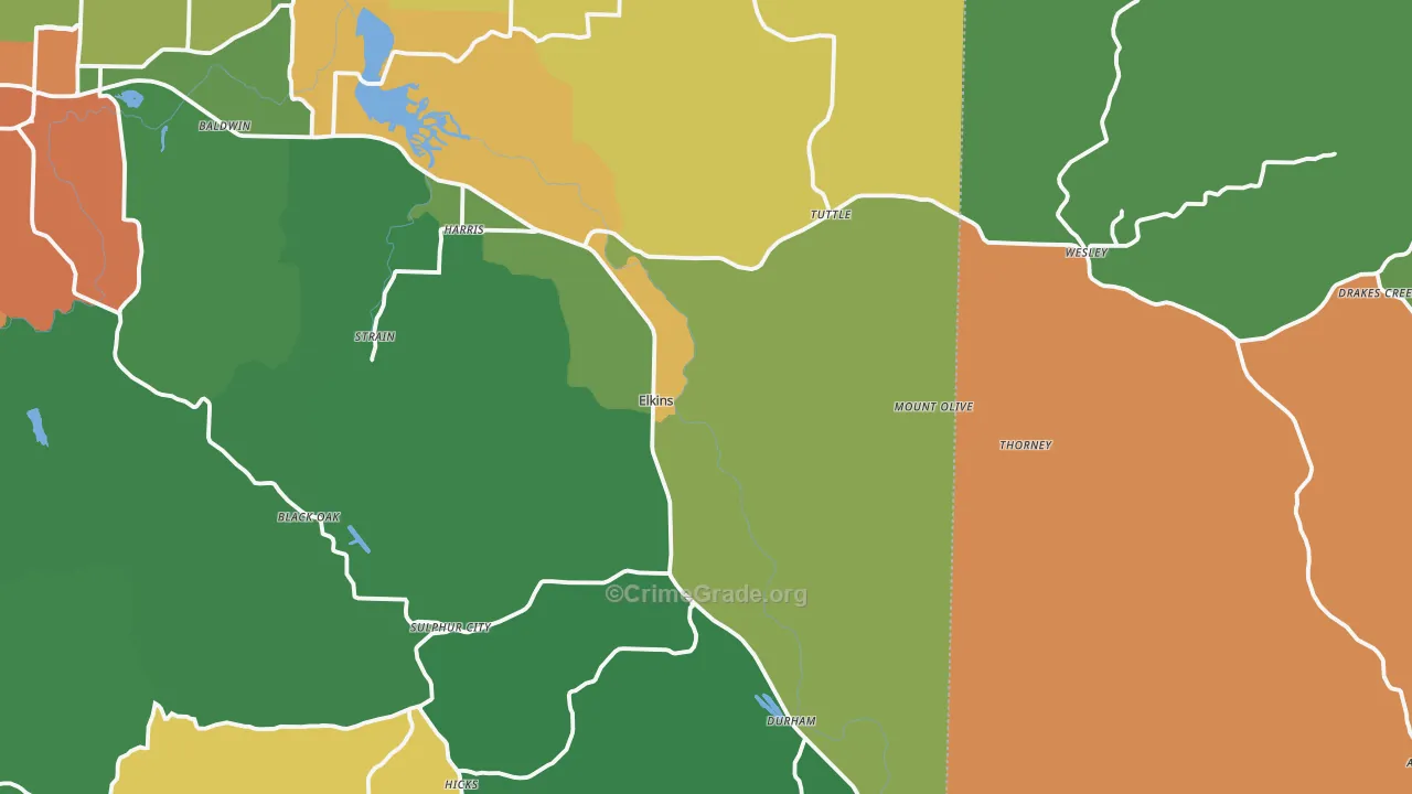 Elkins, AR Map of Drug-Related Crime Rates