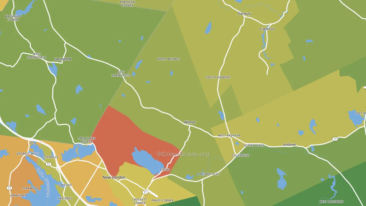 Elkins, NH Map of Drug-Related Crime Rates