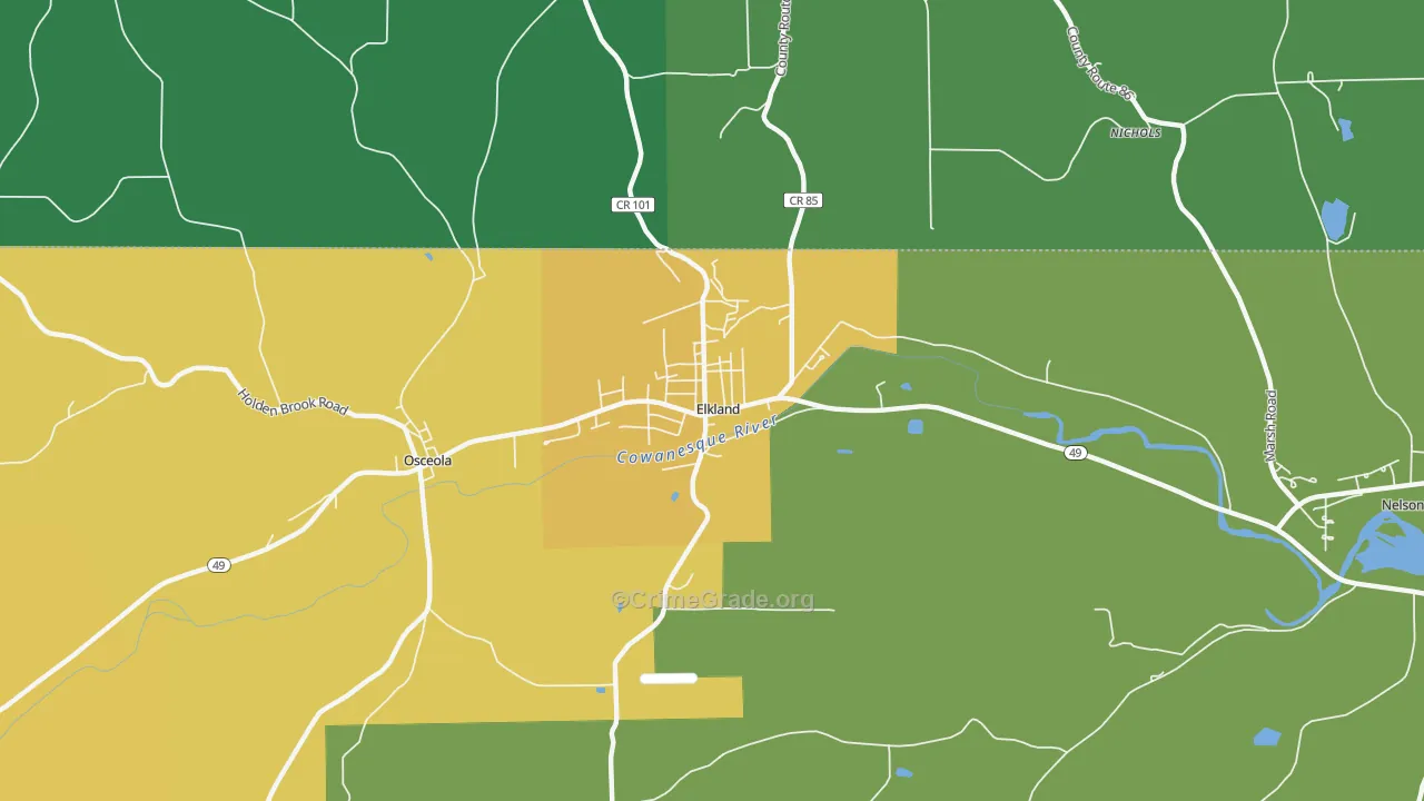 Elkland, PA Map of Drug-Related Crime Rates