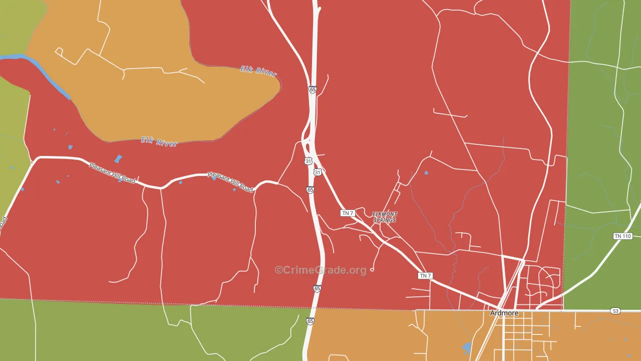 Elkmont Springs, TN Map of Drug-Related Crime Rates
