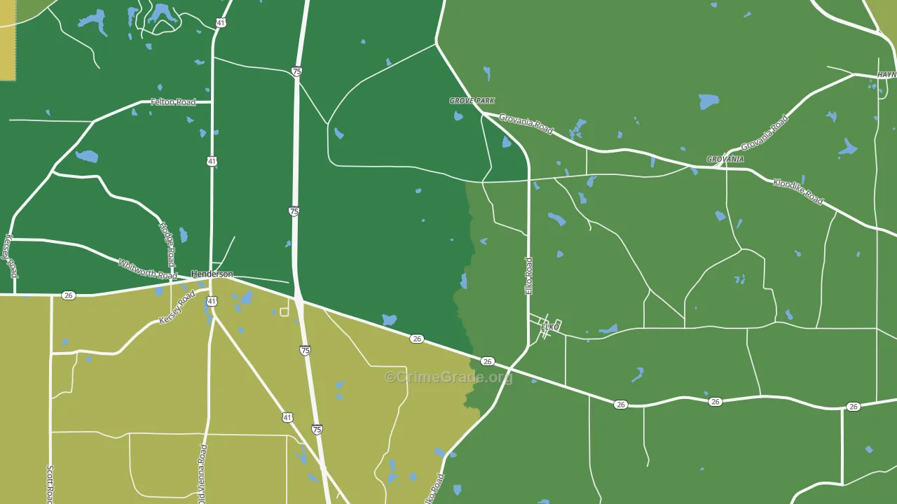 Elko, GA Map of Drug-Related Crime Rates