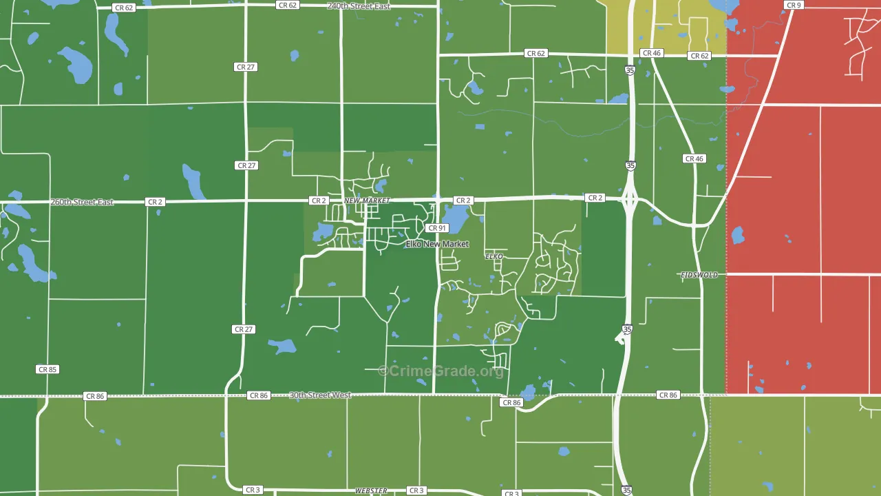 Elko New Market, MN Map of Drug-Related Crime Rates
