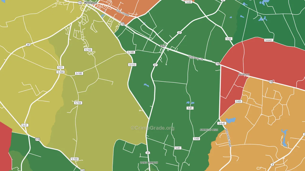 Elko, SC Map of Drug-Related Crime Rates