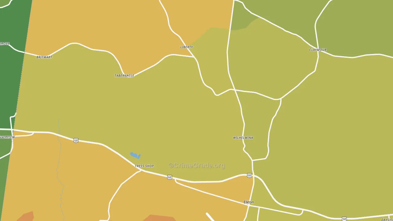Elkton, KY Map of Drug-Related Crime Rates