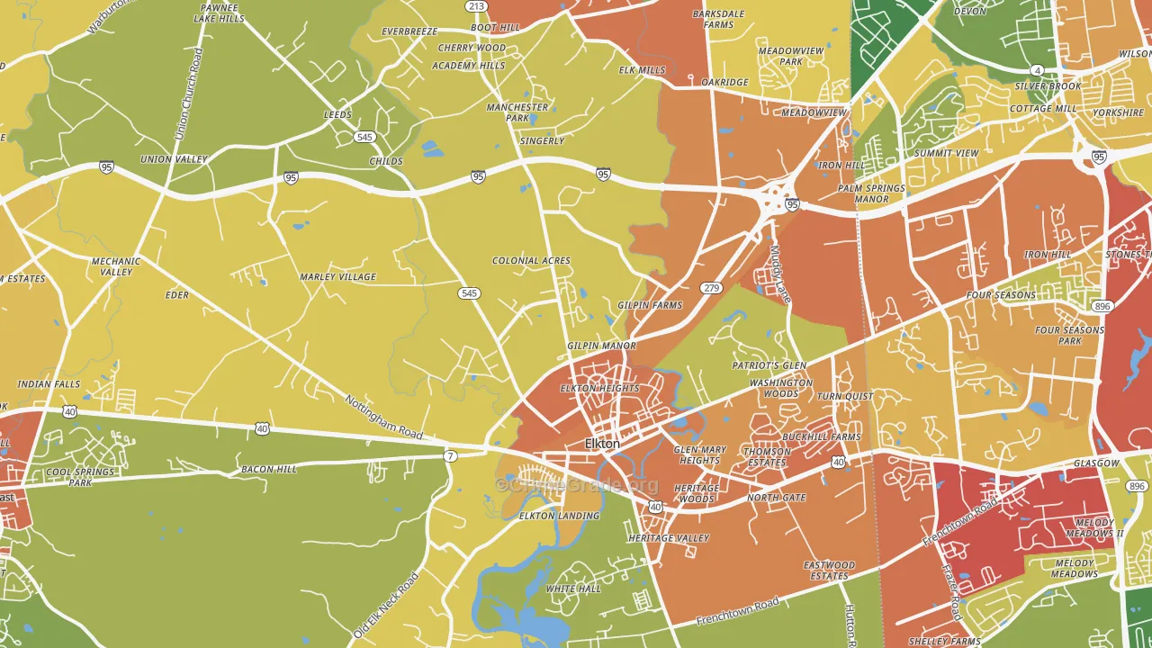 Elkton, MD Map of Drug-Related Crime Rates