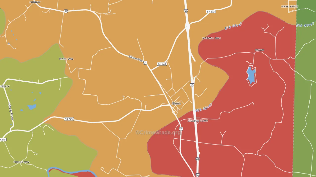 Elkton, TN Map of Drug-Related Crime Rates