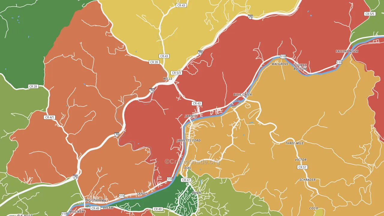 Elkview, WV Map of Drug-Related Crime Rates