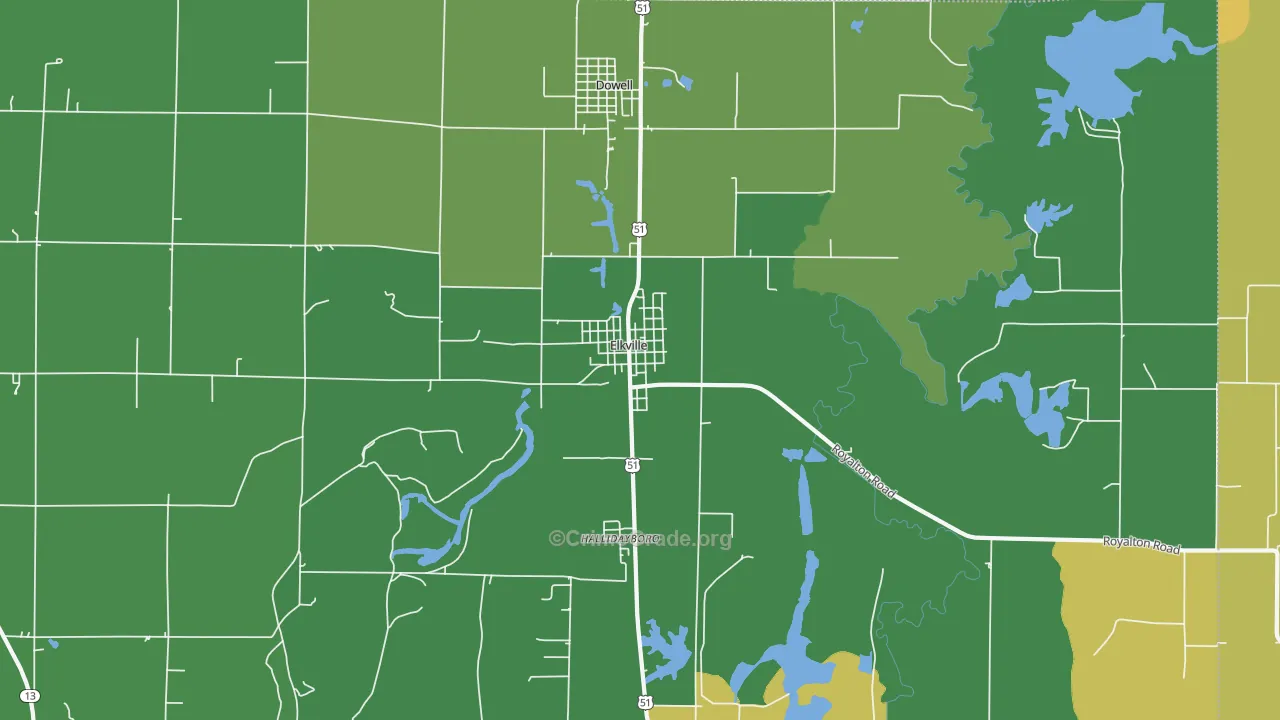 Elkville, IL Map of Drug-Related Crime Rates