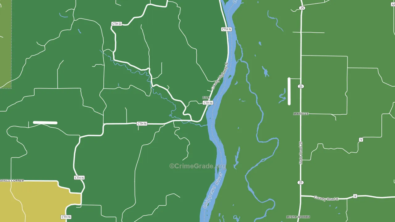 Ella, WI Map of Drug-Related Crime Rates