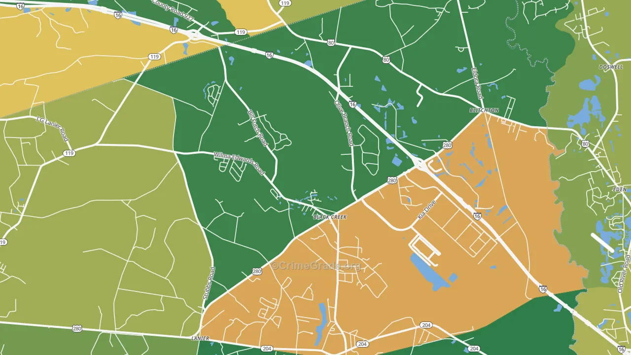 Ellabell, GA Map of Drug-Related Crime Rates
