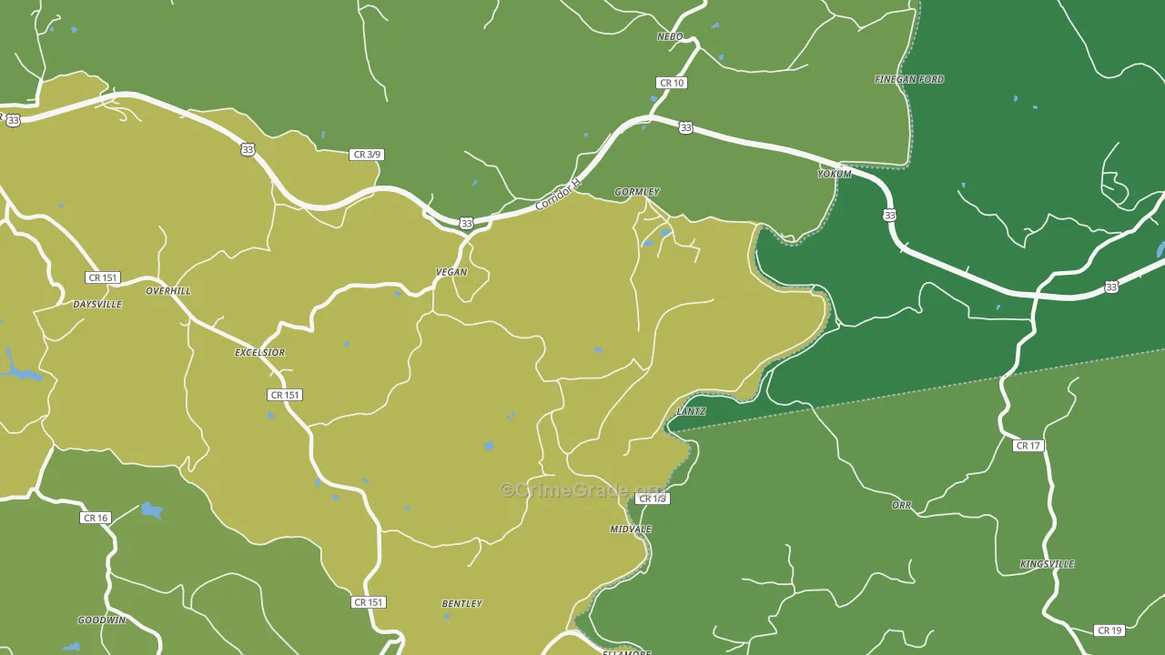 Ellamore, WV Map of Drug-Related Crime Rates