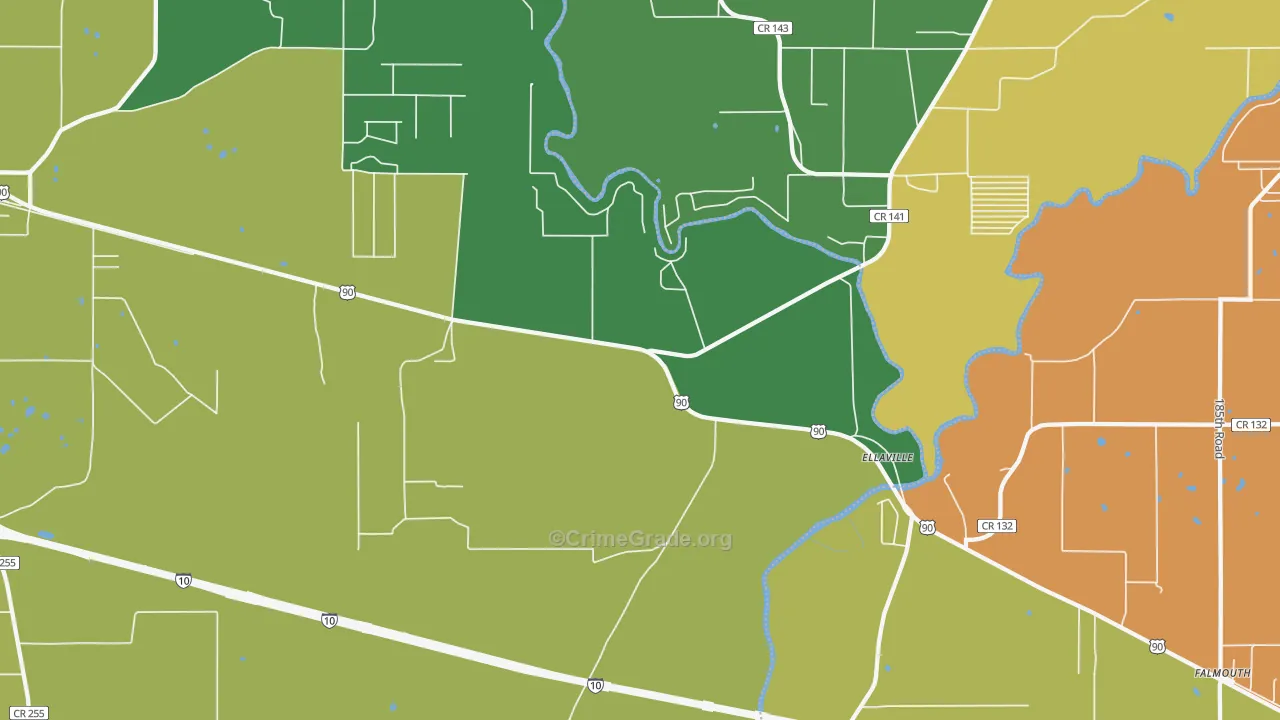 Ellaville, FL Map of Drug-Related Crime Rates