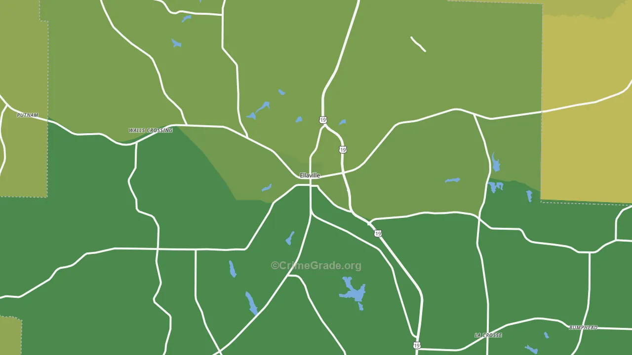 Ellaville, GA Map of Drug-Related Crime Rates