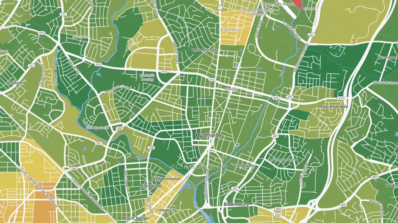 Ellaville, Hyattsville, MD Map of Drug-Related Crime Rates