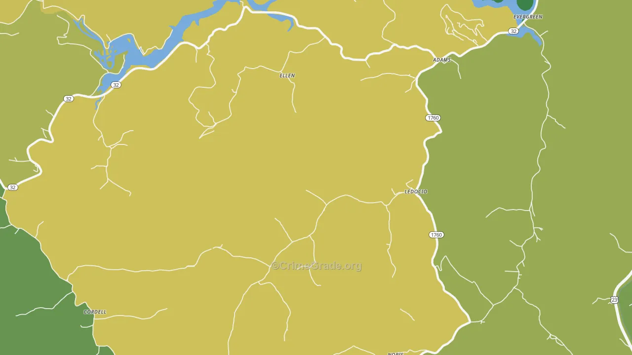 Ellen, KY Map of Drug-Related Crime Rates