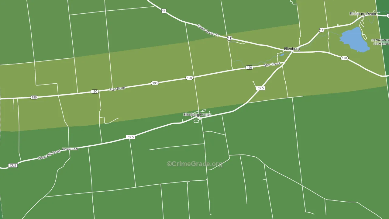 Ellenburg Center, NY Map of Drug-Related Crime Rates