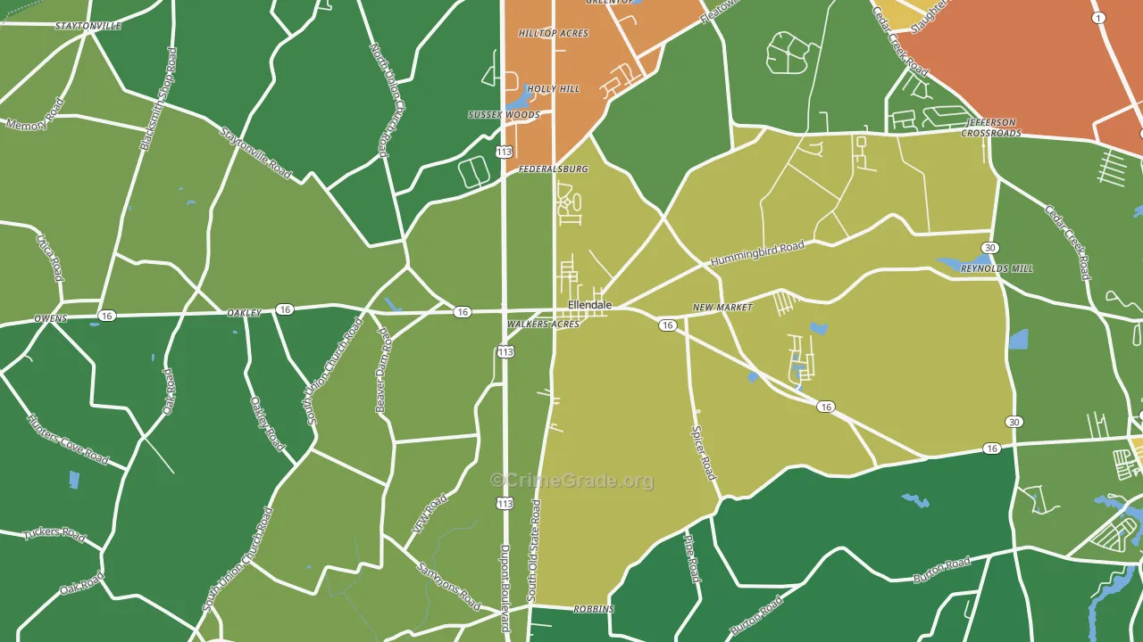 Ellendale, DE Map of Drug-Related Crime Rates