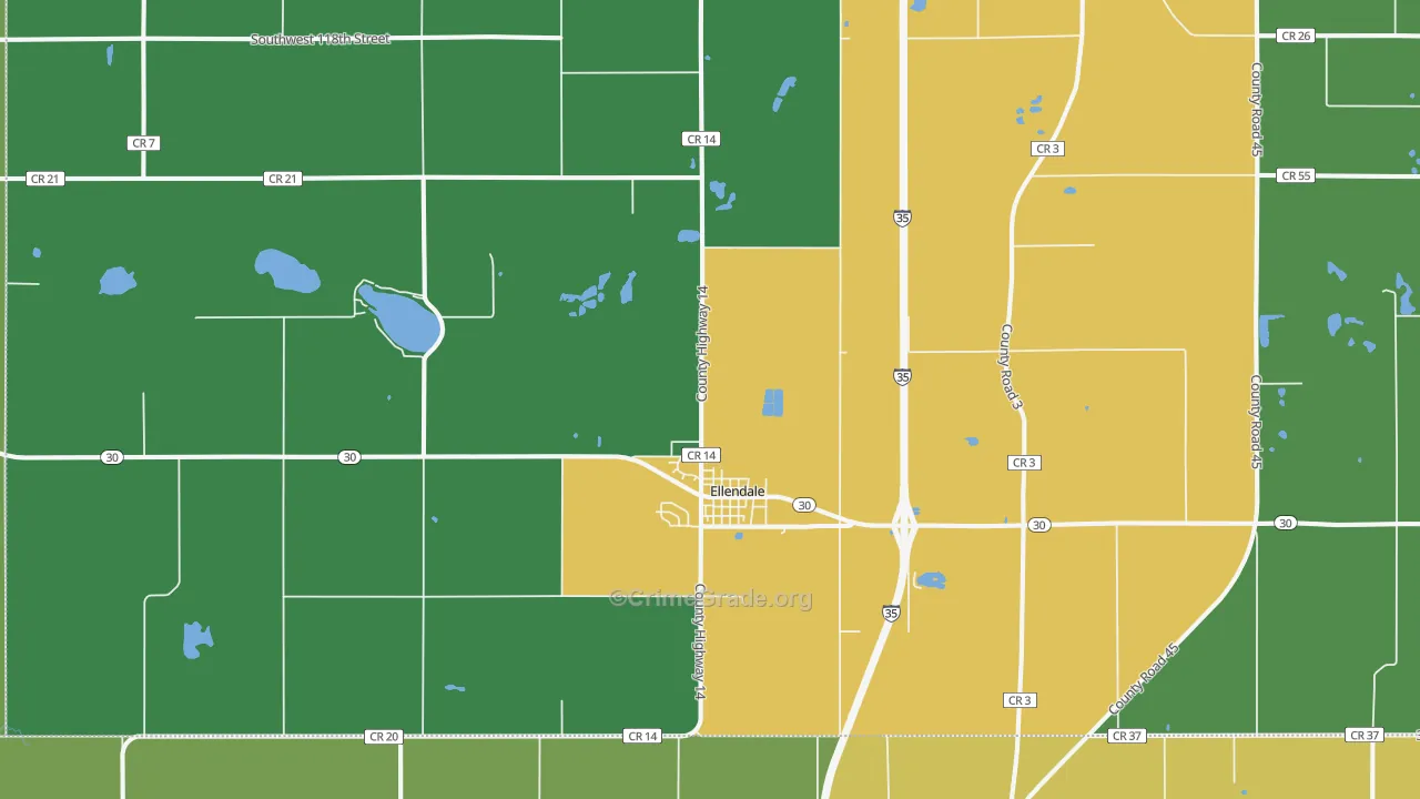 Ellendale, MN Map of Drug-Related Crime Rates