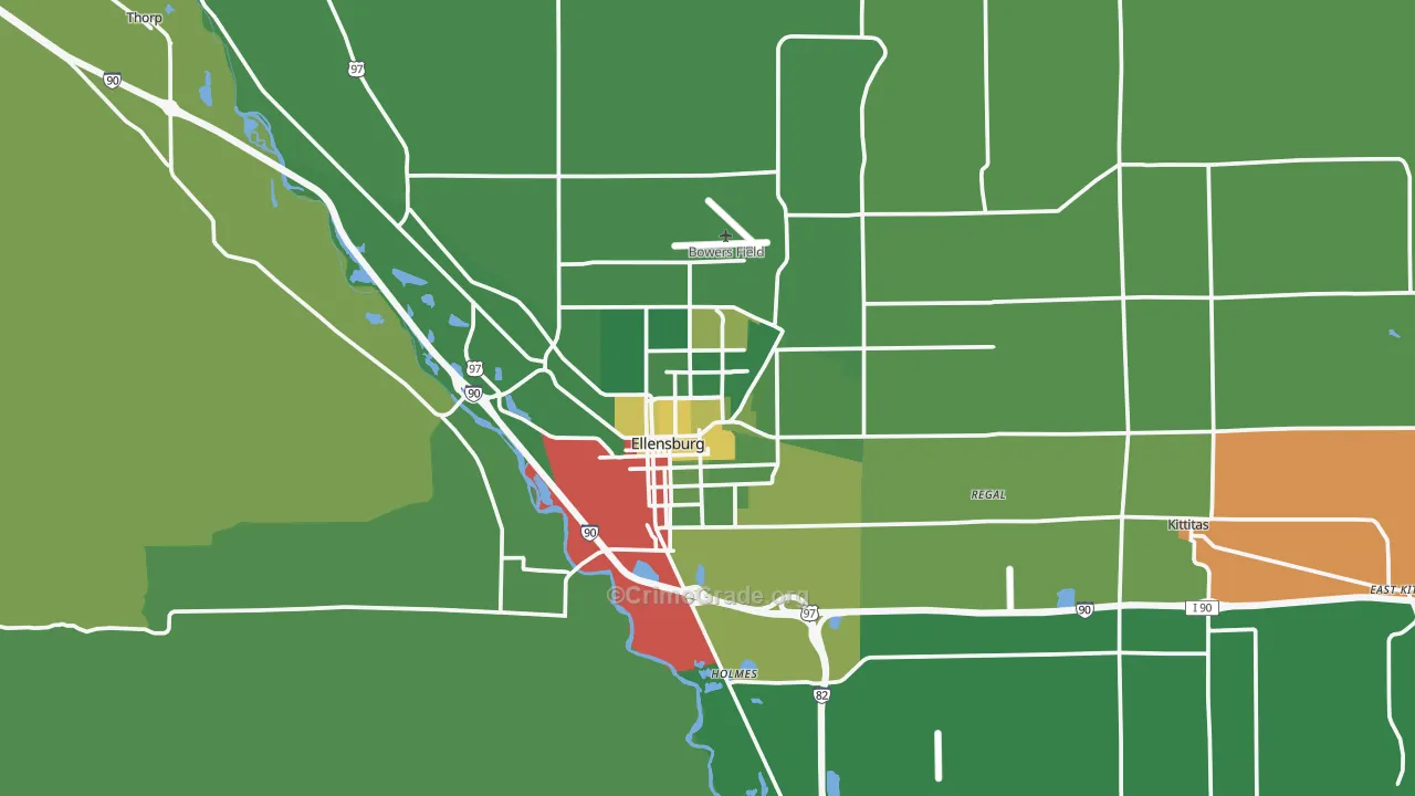 Ellensburg, WA Map of Drug-Related Crime Rates