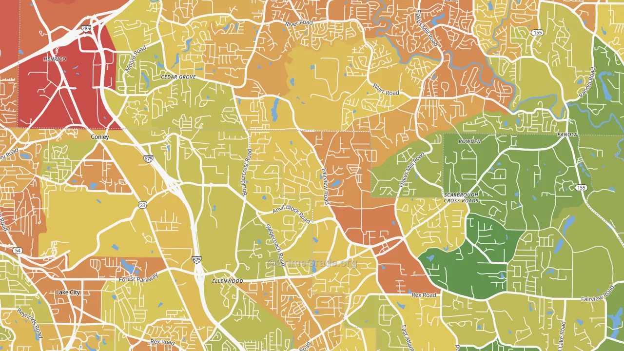 Ellenwood, GA Map of Drug-Related Crime Rates