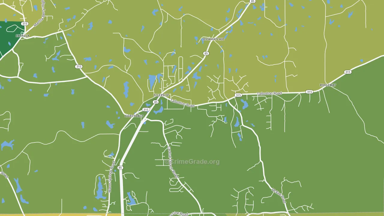 Ellerslie, GA Map of Drug-Related Crime Rates