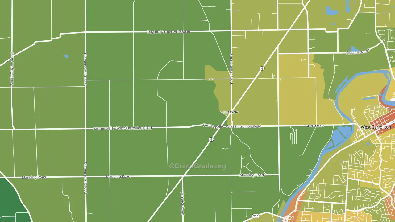 Ellerton, OH Map of Drug-Related Crime Rates