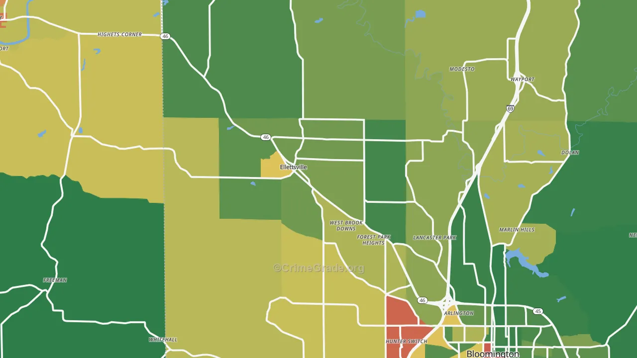 Ellettsville, IN Map of Drug-Related Crime Rates