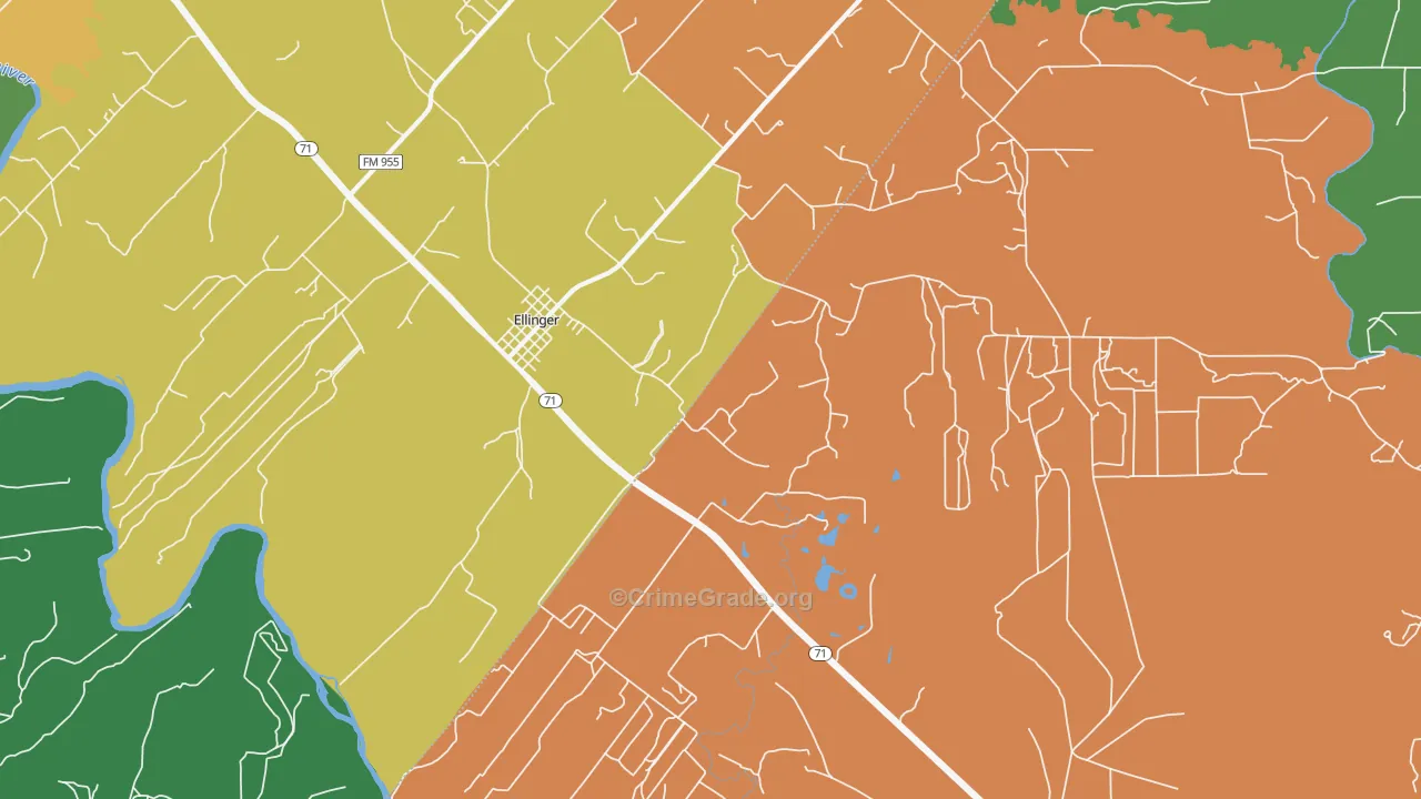 Ellinger, TX Map of Drug-Related Crime Rates