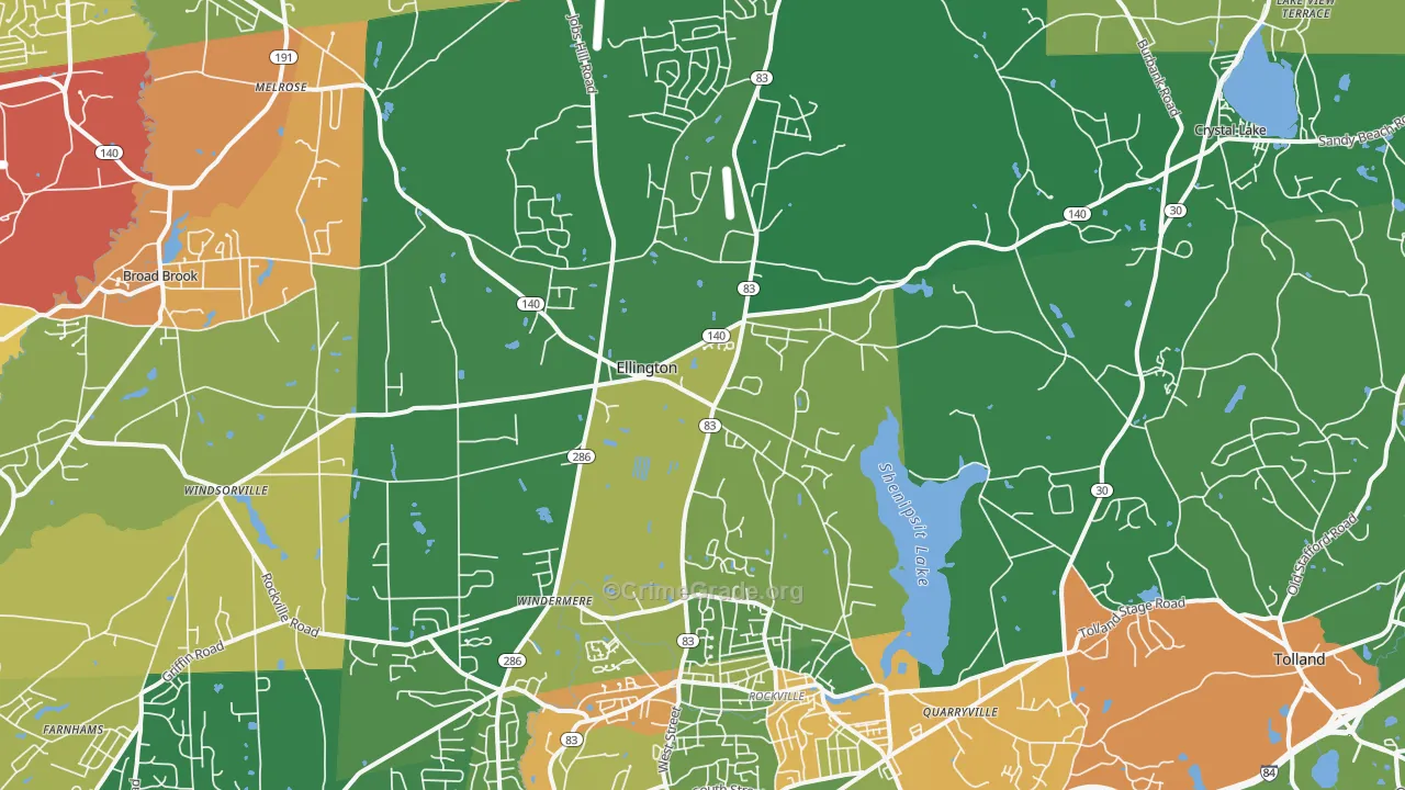 Ellington, CT Map of Drug-Related Crime Rates