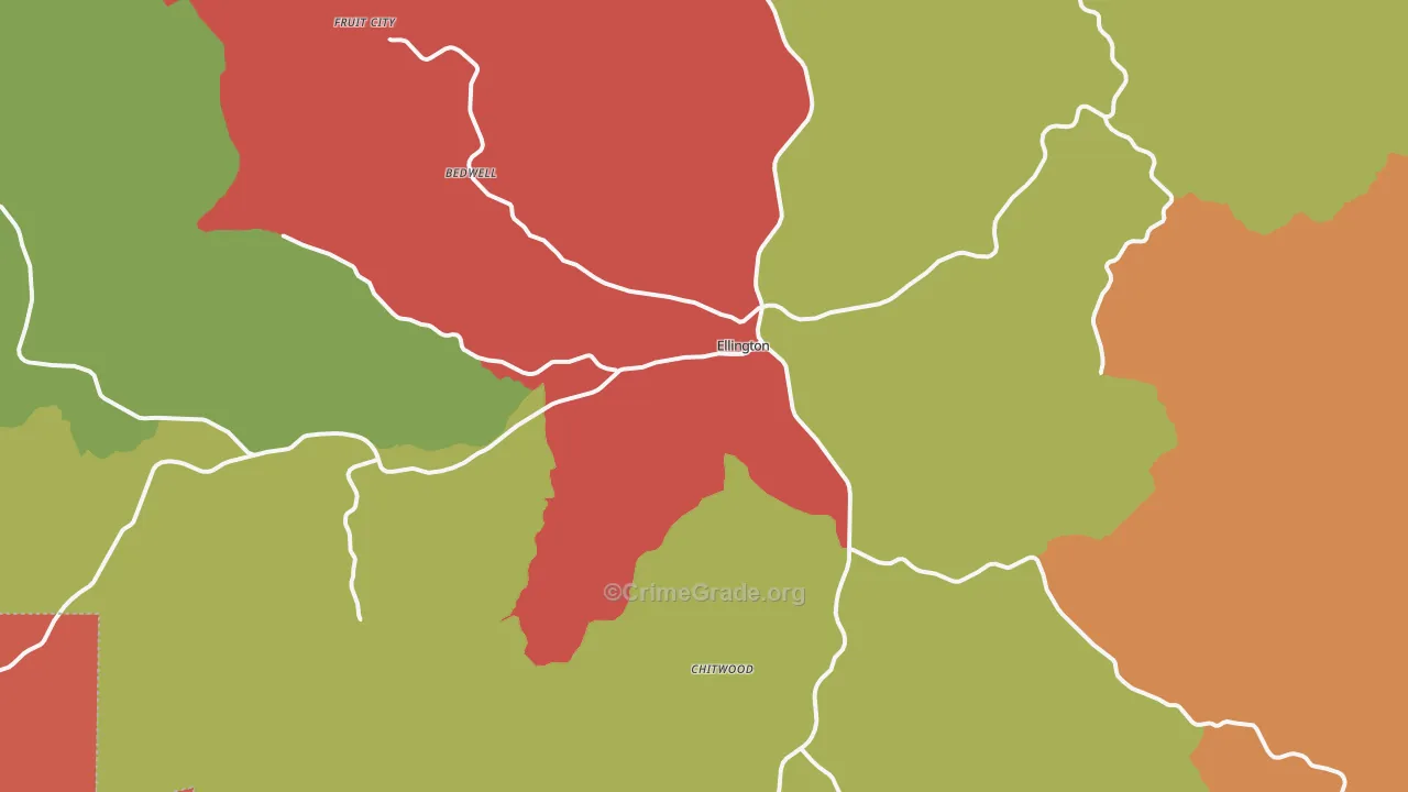 Ellington, MO Map of Drug-Related Crime Rates