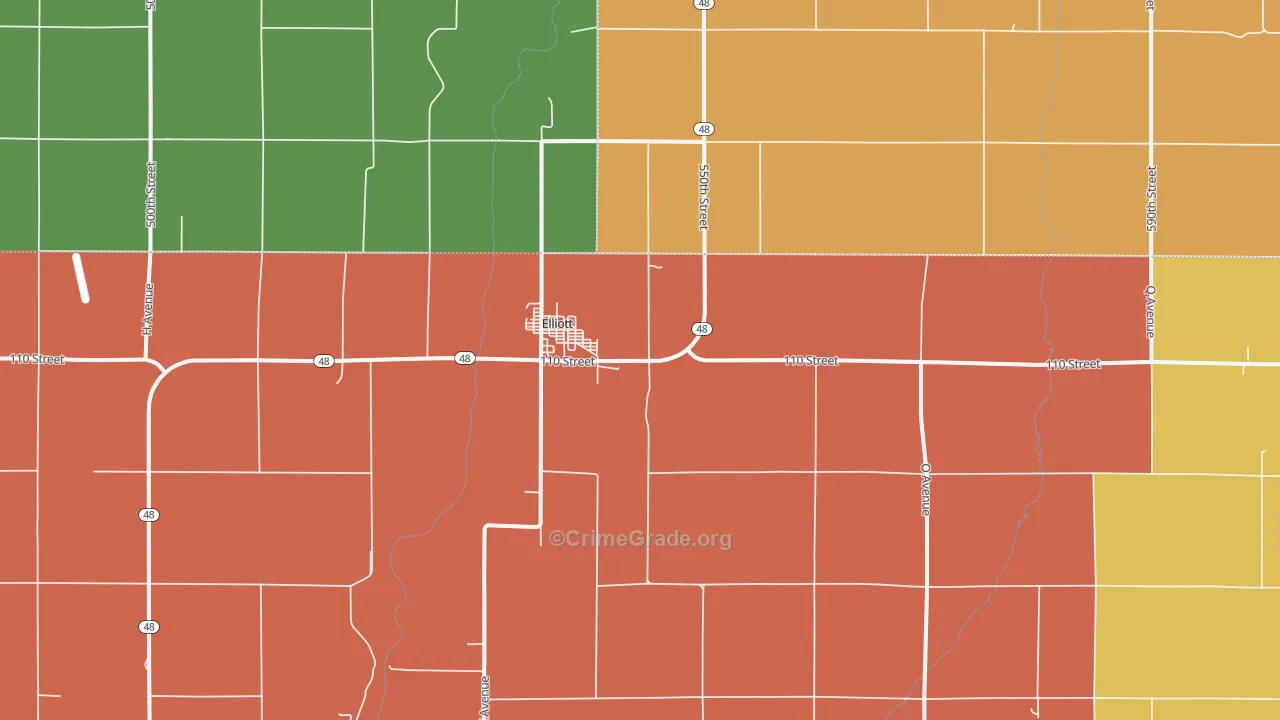 Elliott, IA Map of Drug-Related Crime Rates