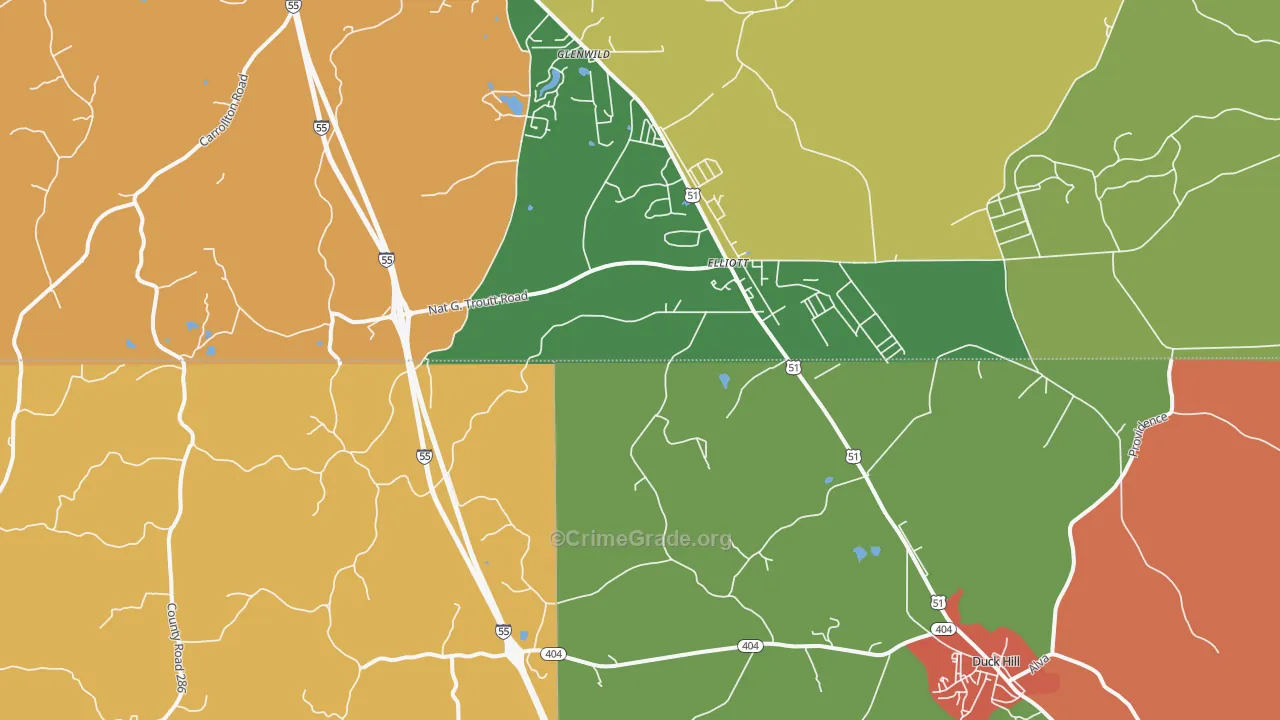 Elliott, MS Map of Drug-Related Crime Rates
