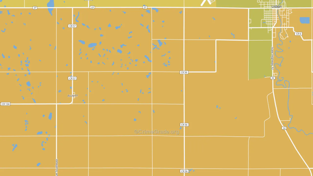 Elliott, ND Map of Drug-Related Crime Rates