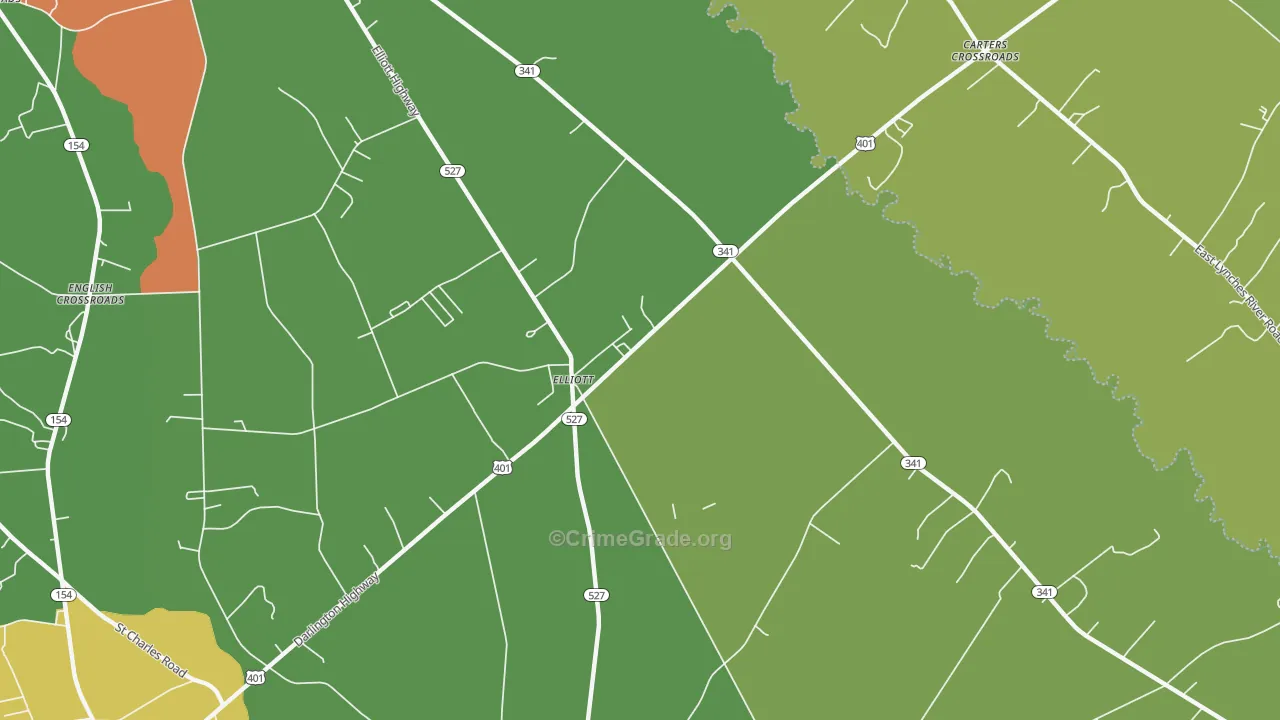 Elliott, SC Map of Drug-Related Crime Rates