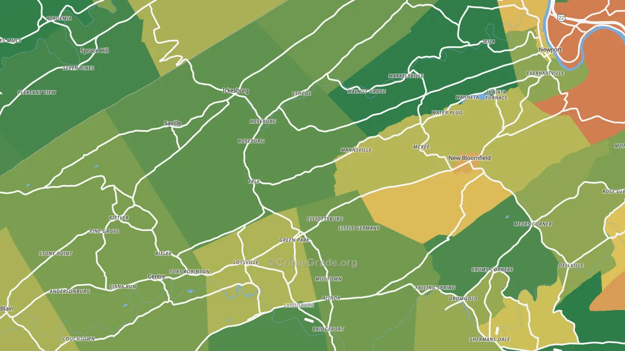 Elliottsburg, PA Map of Drug-Related Crime Rates