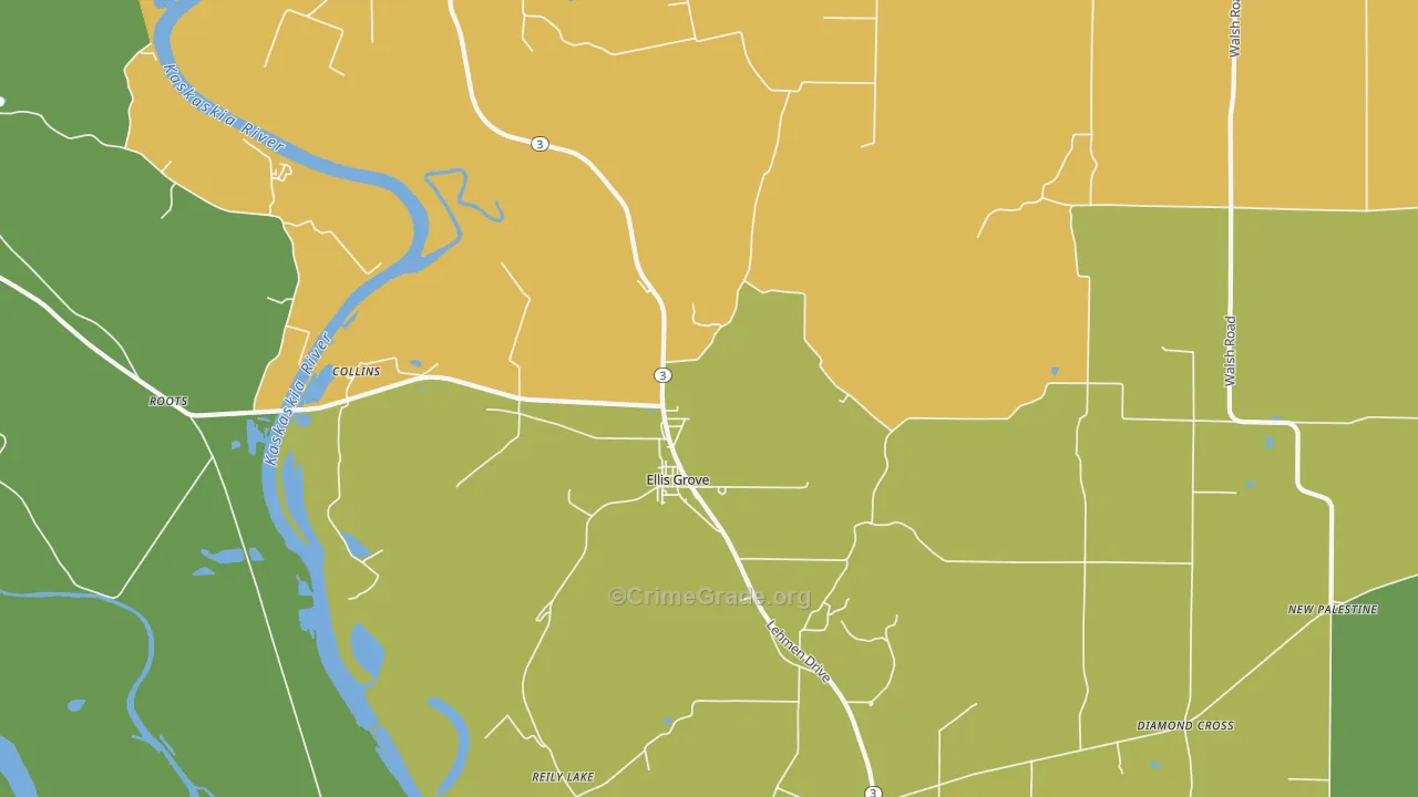 Ellis Grove, IL Map of Drug-Related Crime Rates