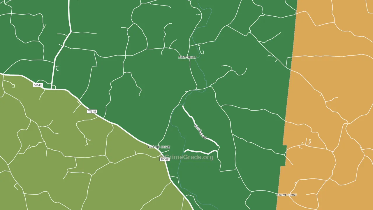 Ellis Mills, TN Map of Drug-Related Crime Rates