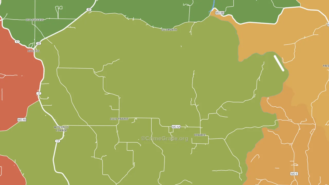 Ellis Prairie, MO Map of Drug-Related Crime Rates