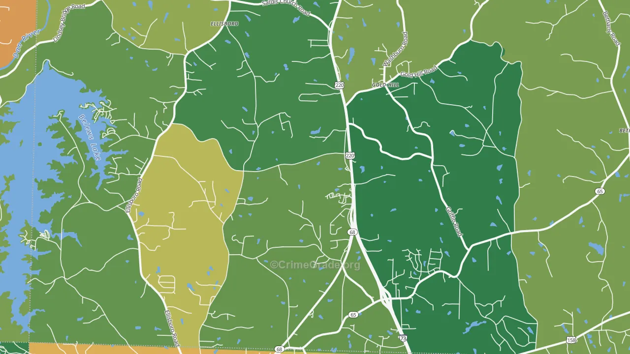Ellisboro, NC Map of Drug-Related Crime Rates