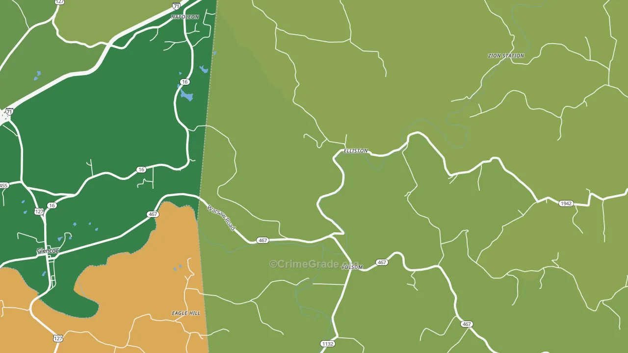 Elliston, KY Map of Drug-Related Crime Rates