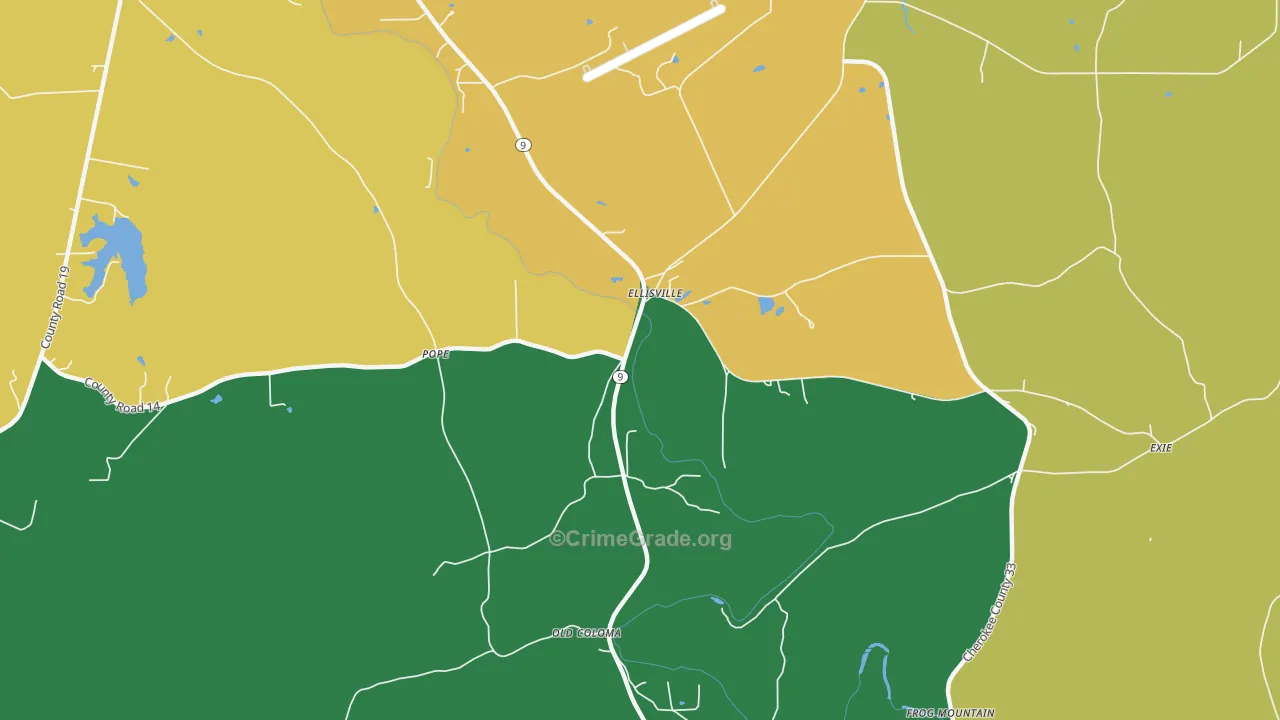 Ellisville, AL Map of Drug-Related Crime Rates