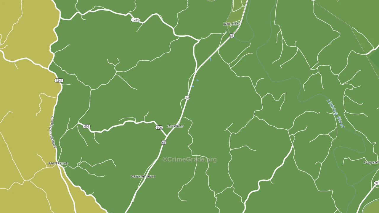 Ellisville, KY Map of Drug-Related Crime Rates