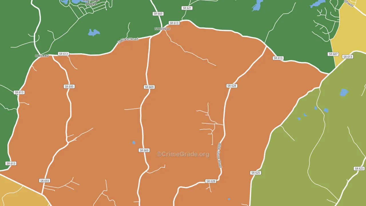 Ellisville, VA Map of Drug-Related Crime Rates