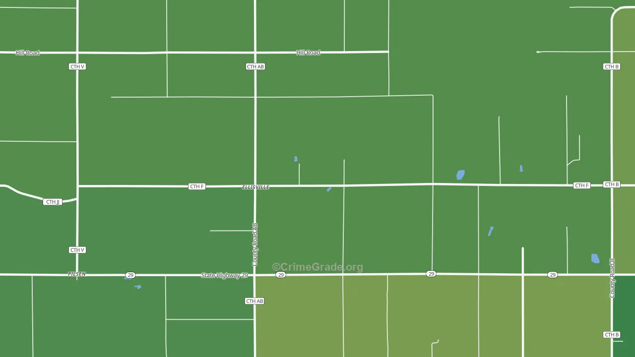 Ellisville, WI Map of Drug-Related Crime Rates