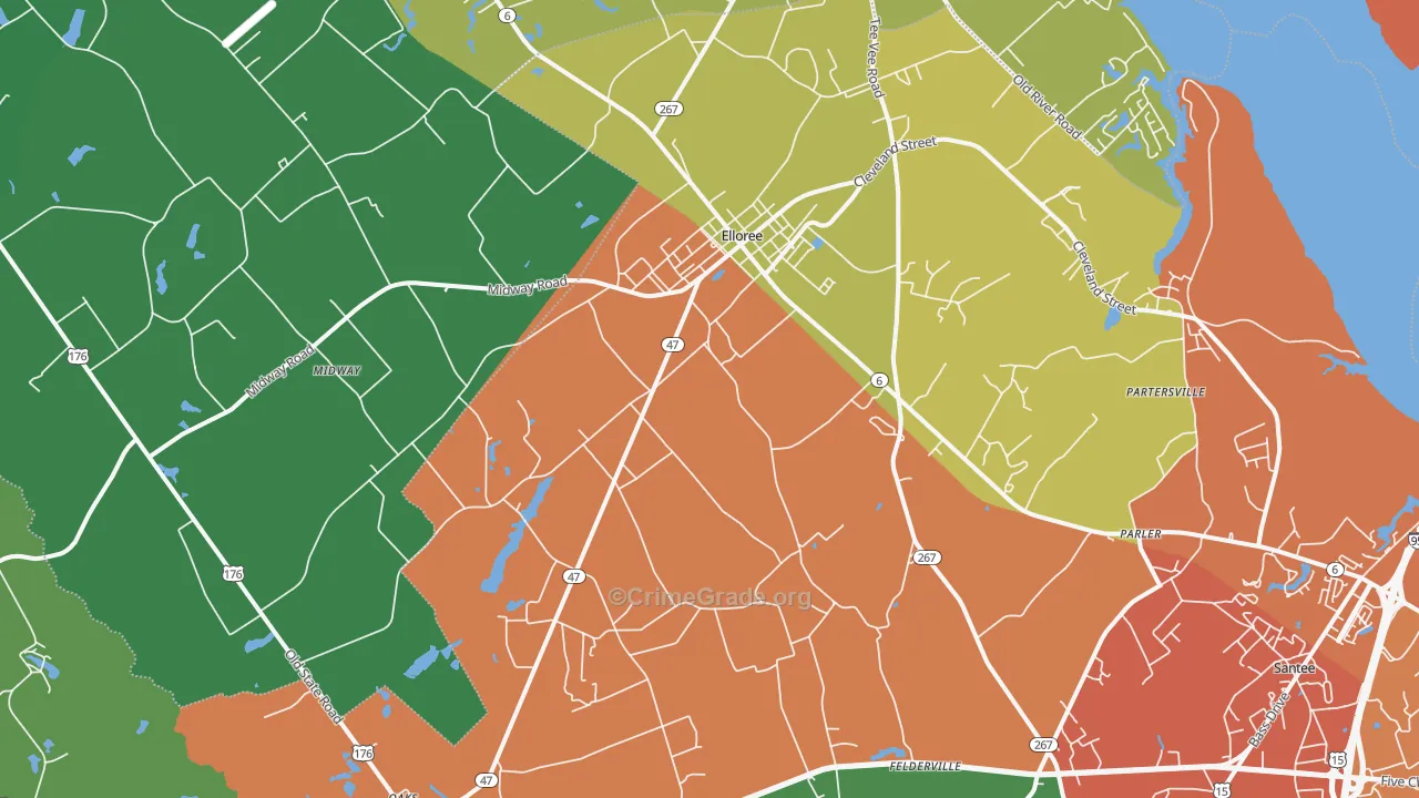 Elloree, SC Map of Drug-Related Crime Rates