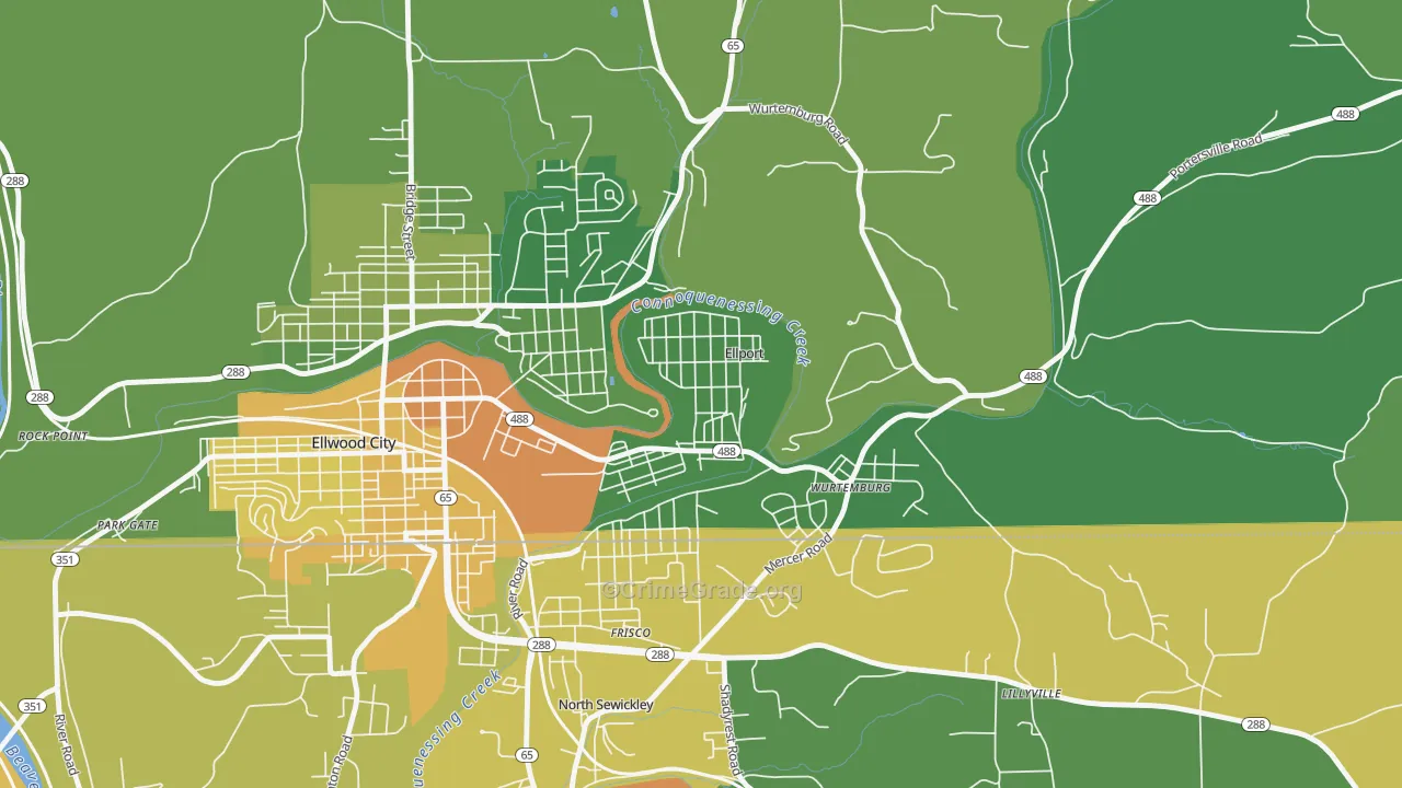 Ellport, PA Map of Drug-Related Crime Rates