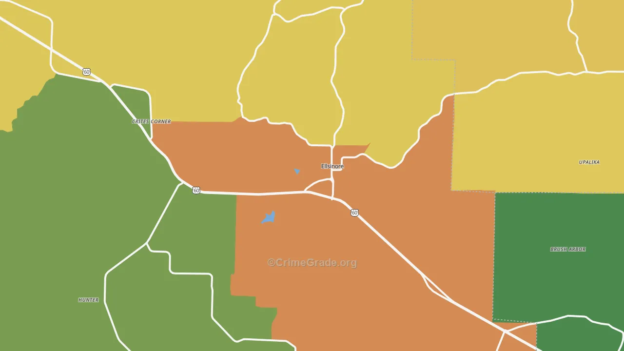 Ellsinore, MO Map of Drug-Related Crime Rates