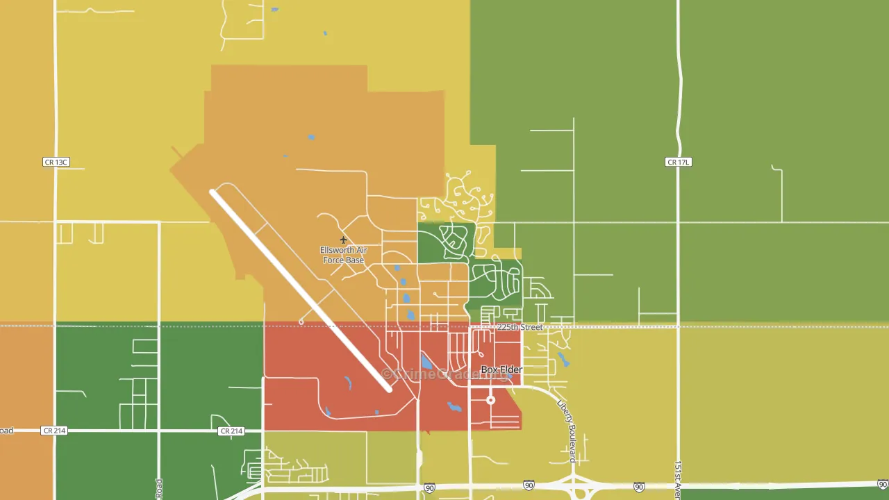 Ellsworth Afb, SD Map of Drug-Related Crime Rates